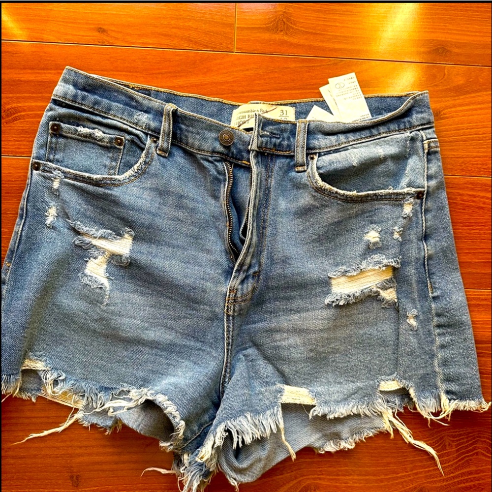 Abercrombie & Fitch Blue Jean Shorts Distressed Cut-Off